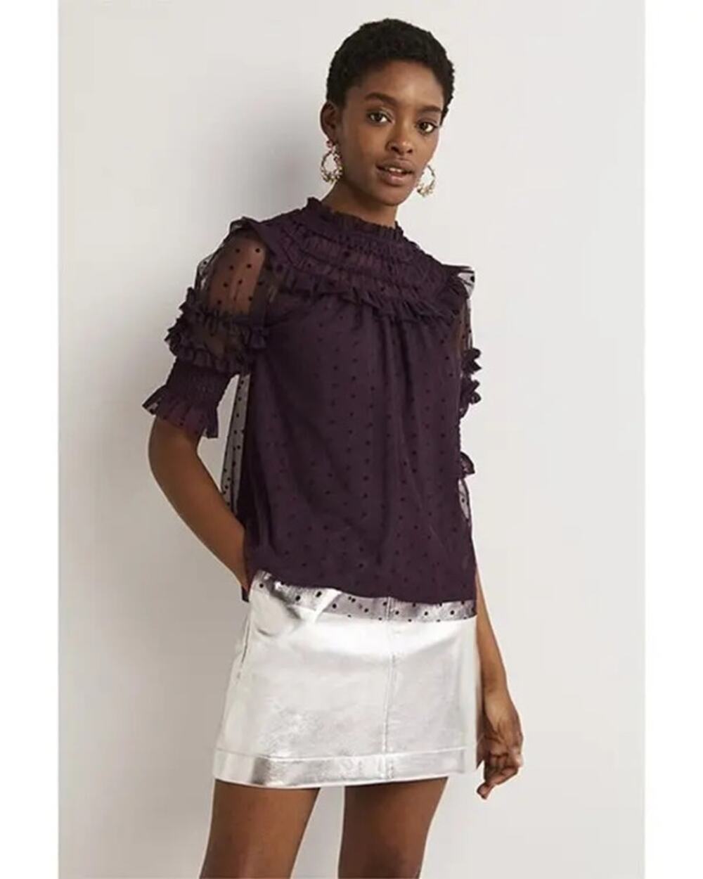 NWT Boden Womens Polka Dot Ruffle Tulle Top 6 Dainty Feminine Event Occasion